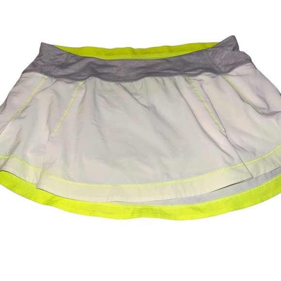 EUC Lululemon Presta Skirt White Metallic Silver Yellow Pleated Athletic Mini 6 - Picture 3 of 8